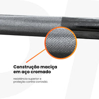 Barra Maciça (2.2m) Reta Cromada Recartilhada
